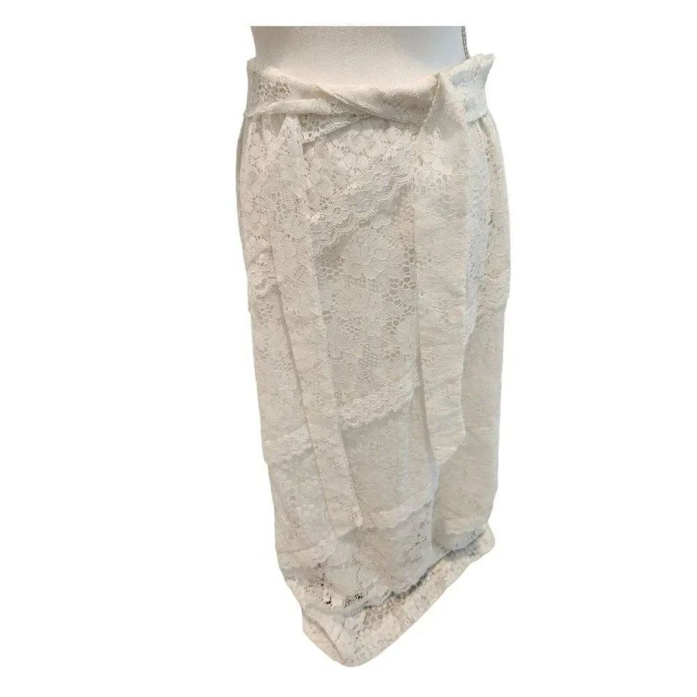 Vintage 70s Carefree Fashions White Lace Maxi Layered Patio Skirt M Boho Hippy